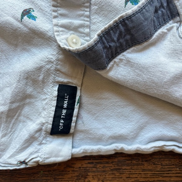 Men's VANS Shirt Gray Parrot Bird XL Pocket TIKI Beach Summer Skate Tropical - Picture 8 of 14